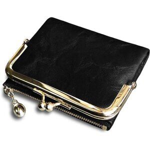 Womens Wallet Small Leather Bifold RFID Vintage Coin Purse Compact Card Holder